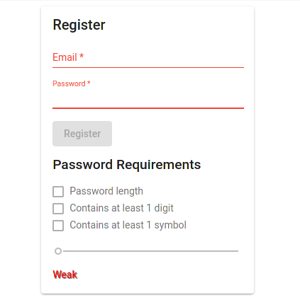 Password Strength Component animation